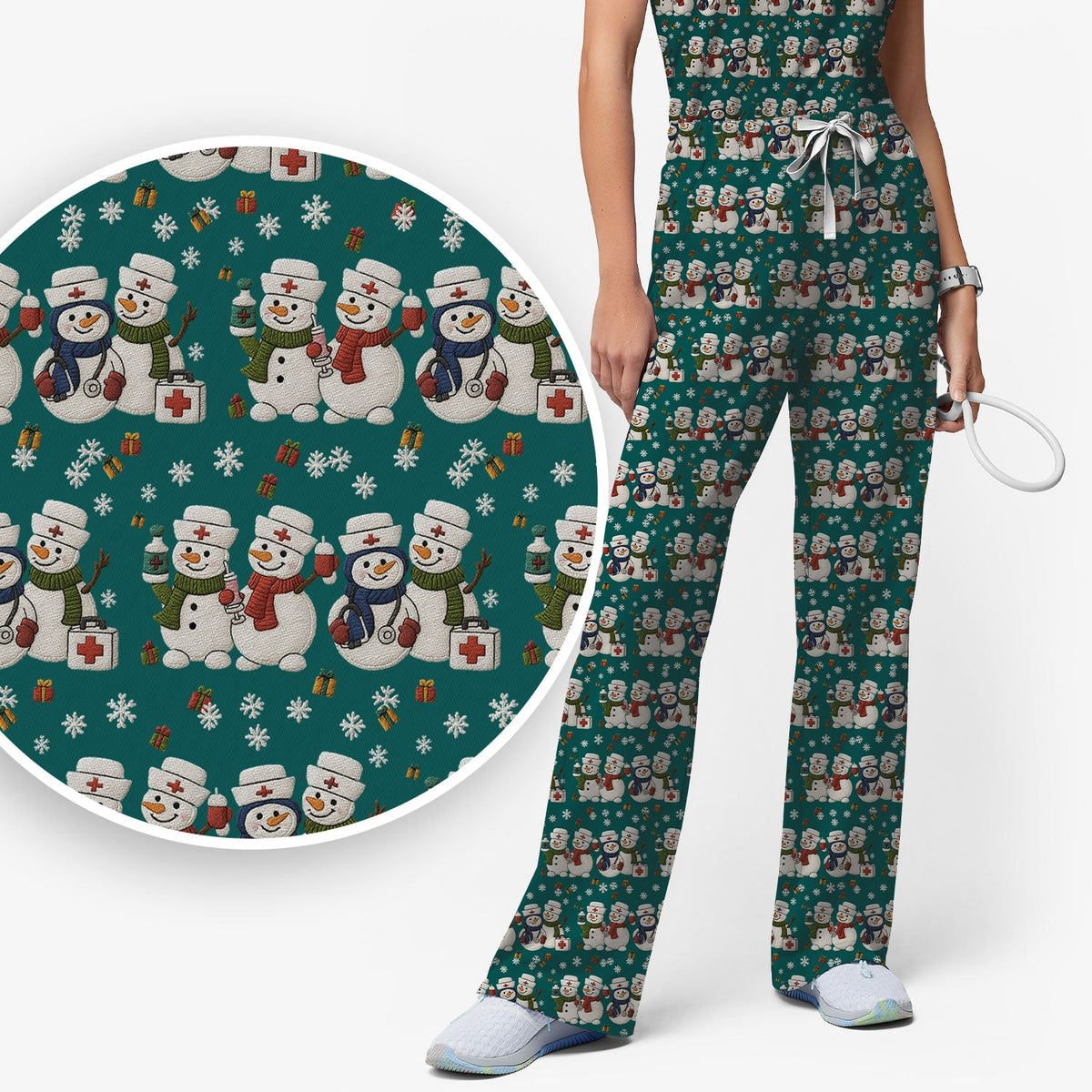 Snowman Nurse Scrub Set - Christmas Gift