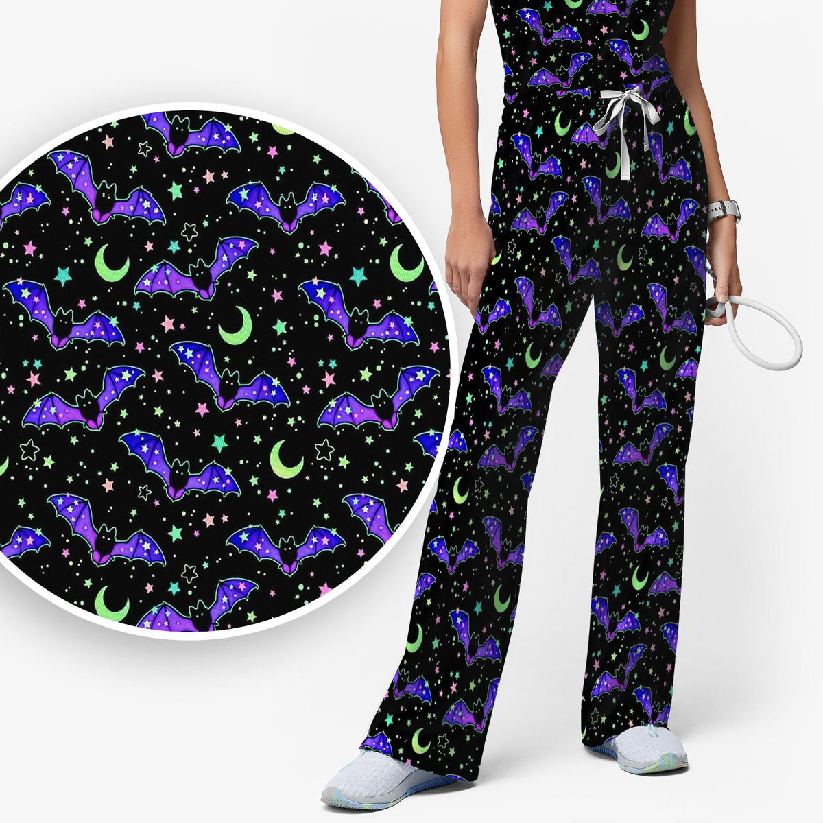 Spooky Celestial Bat Nurse Scrub Set