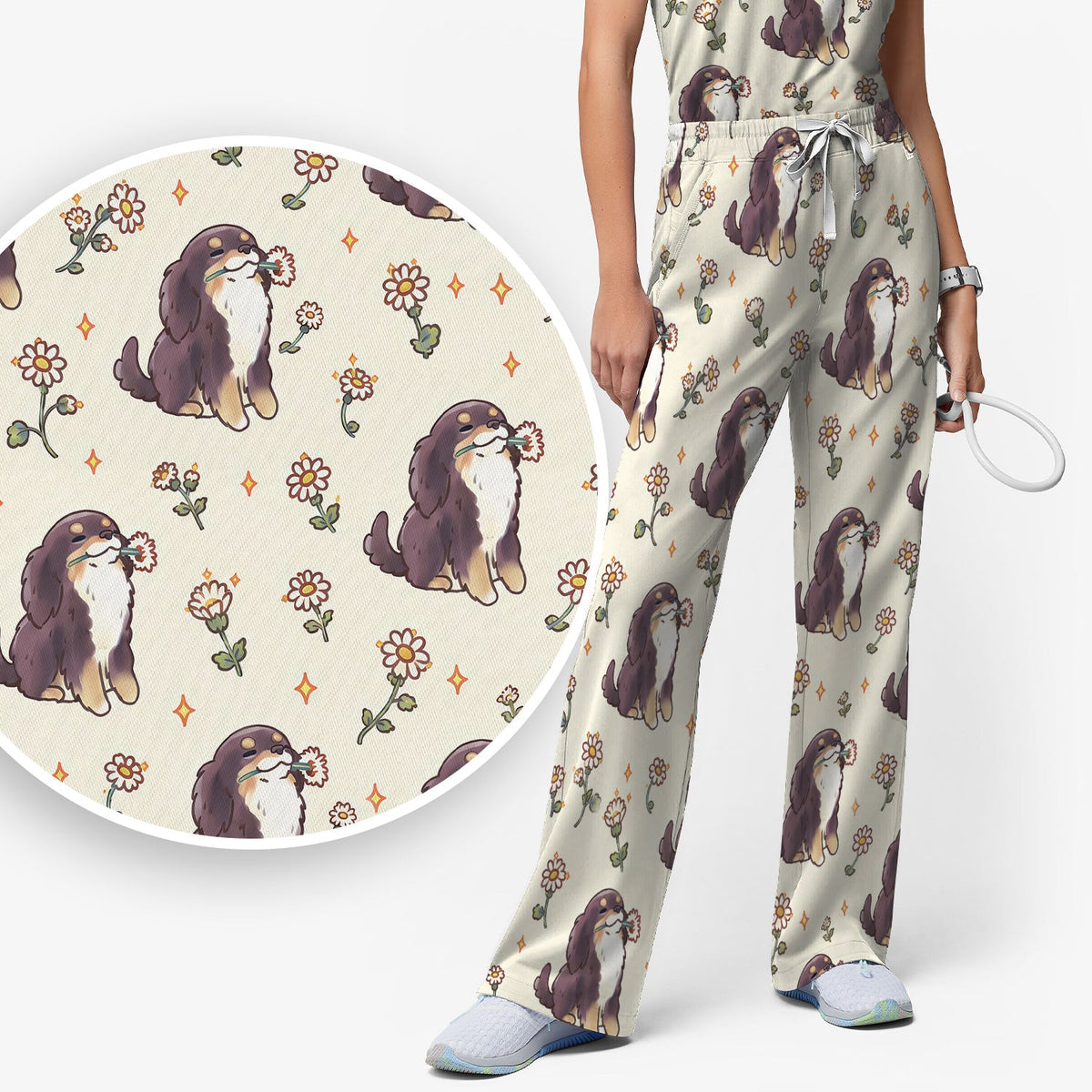 Floral Otter Daisy Nurse Scrub Set