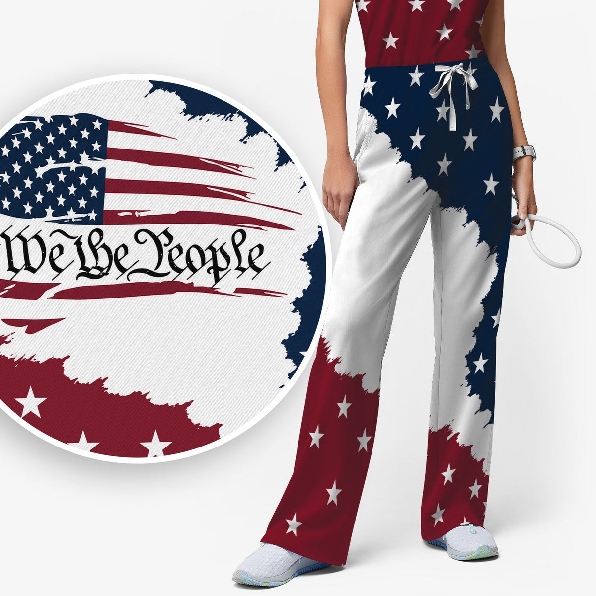 We Be People Flag Nurse Scrub Set