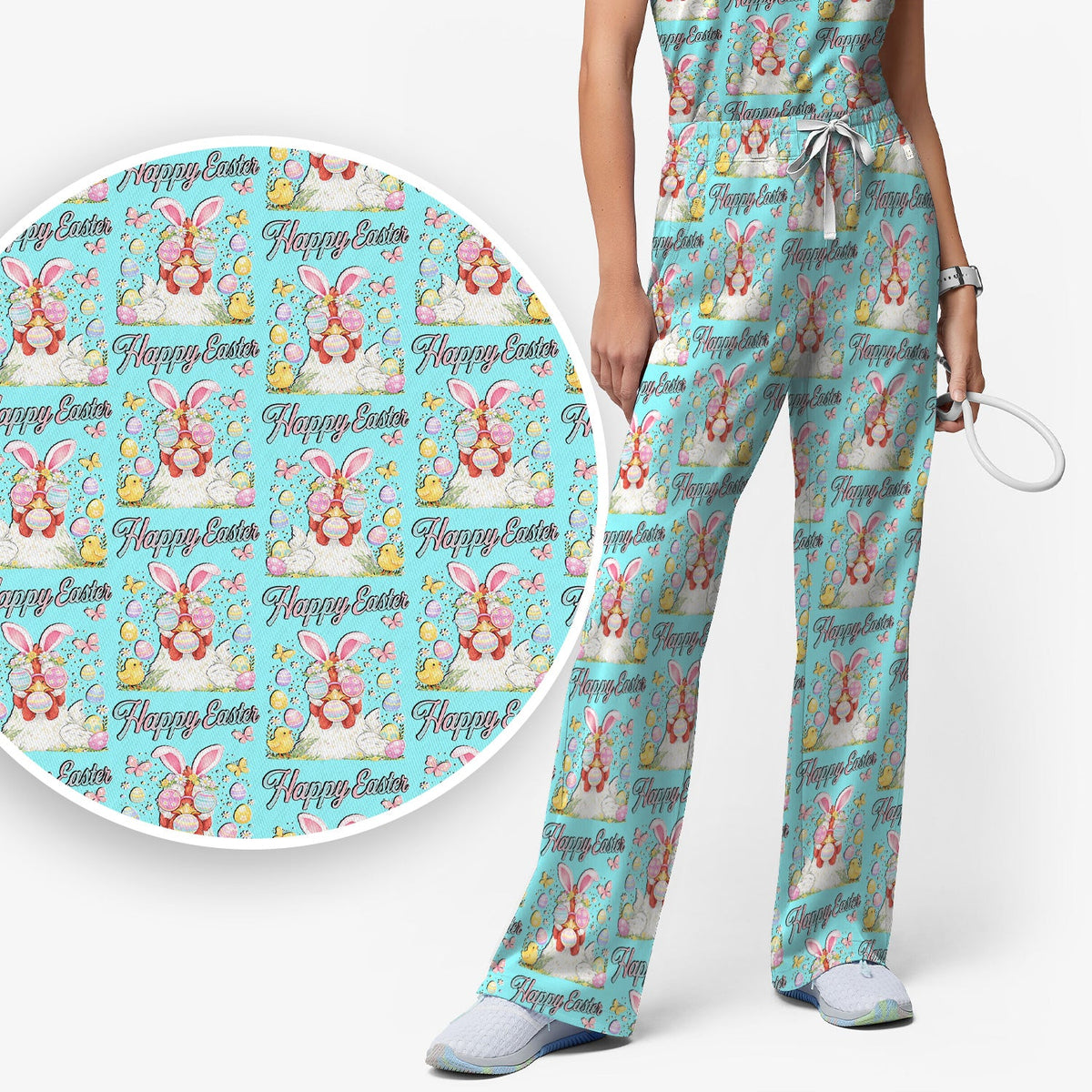 Bunny Eggs Nurse Scrub Set - Easter Gift