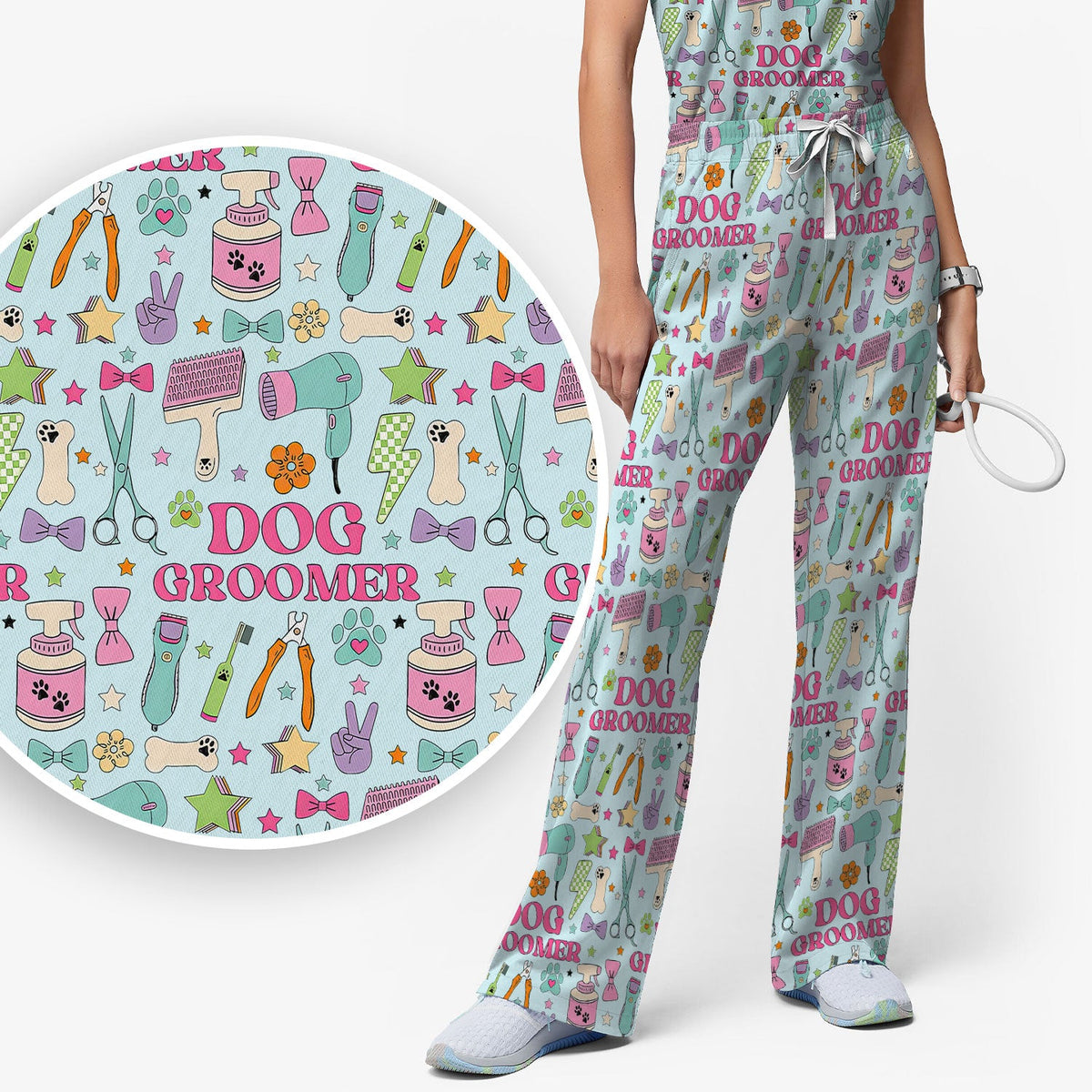Dog Groomer Tools Nurse Scrub Set
