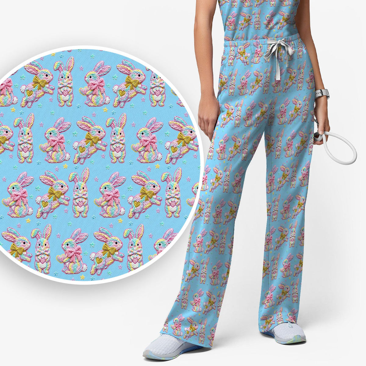 Cartoon Bunny Nurse Scrub Set
