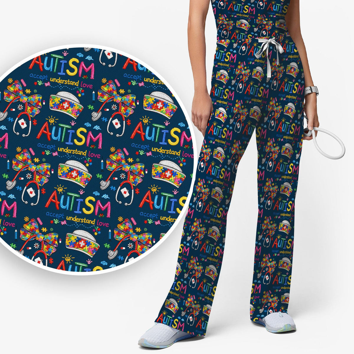 Autism Awareness Accept Understand Love Nurse Scrub Set