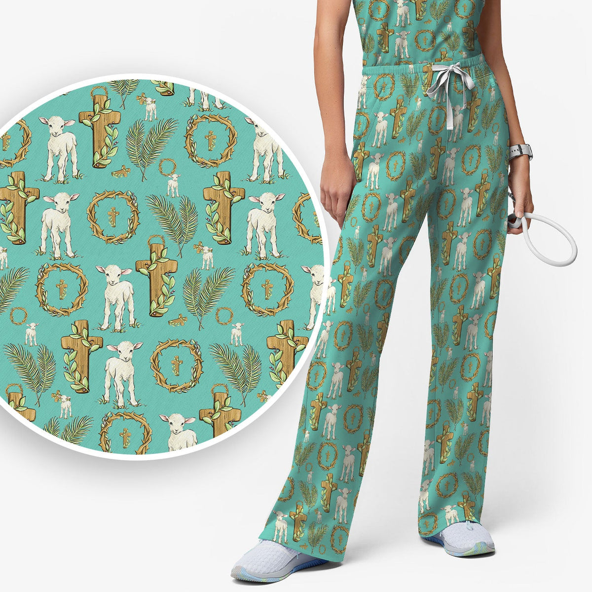 Faith Lamb Cross Nurse Scrub Set