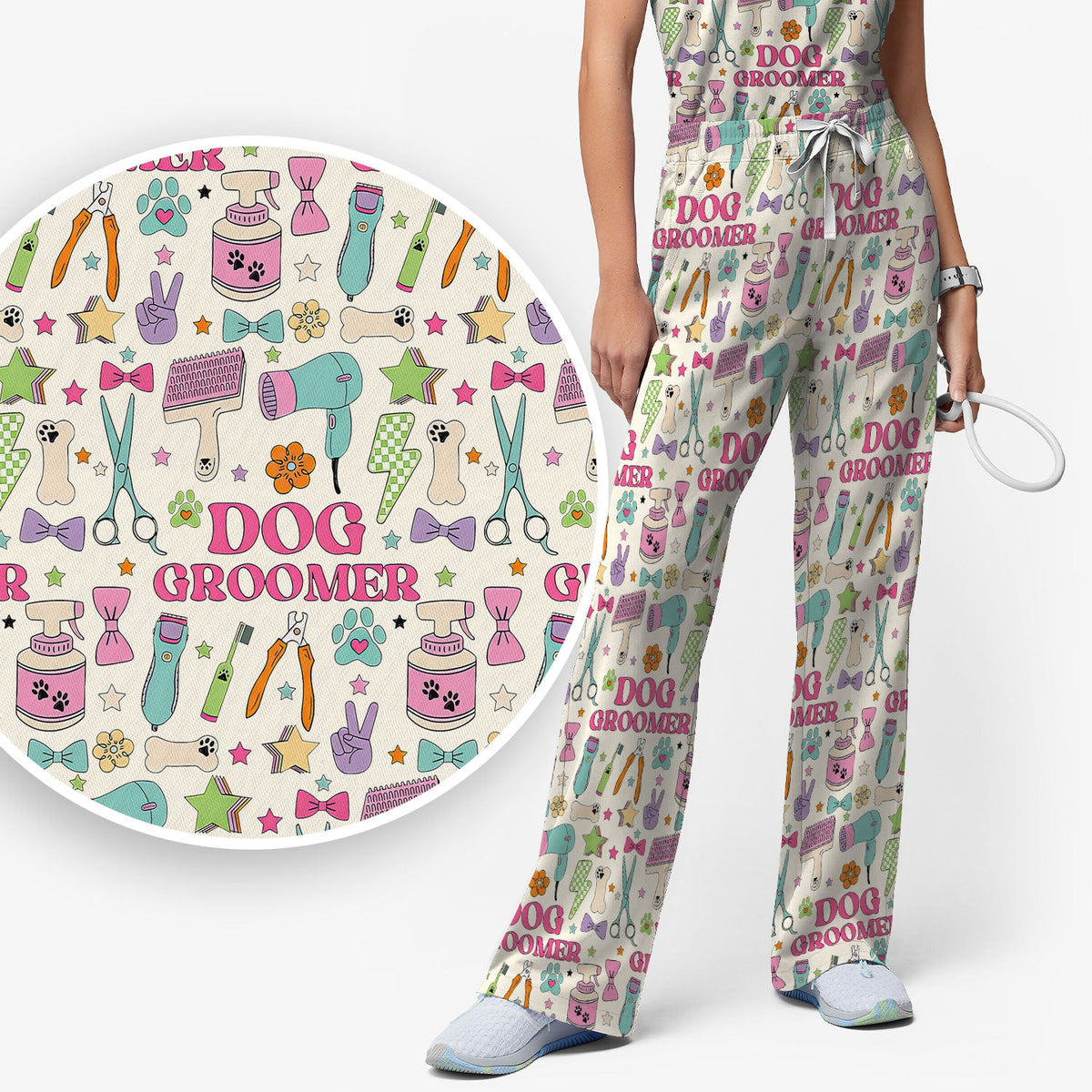 Dog Groomer Tools Nurse Scrub Set