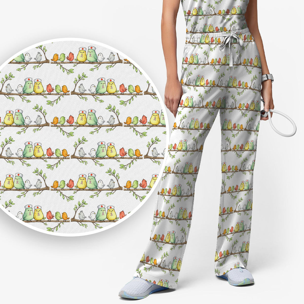 Birds On Branches Nurse Scrub Set