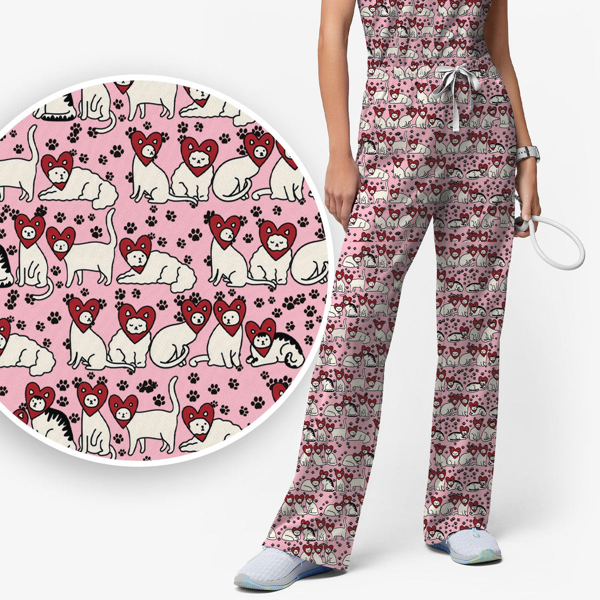 Cat Heart Nurse Scrub Set