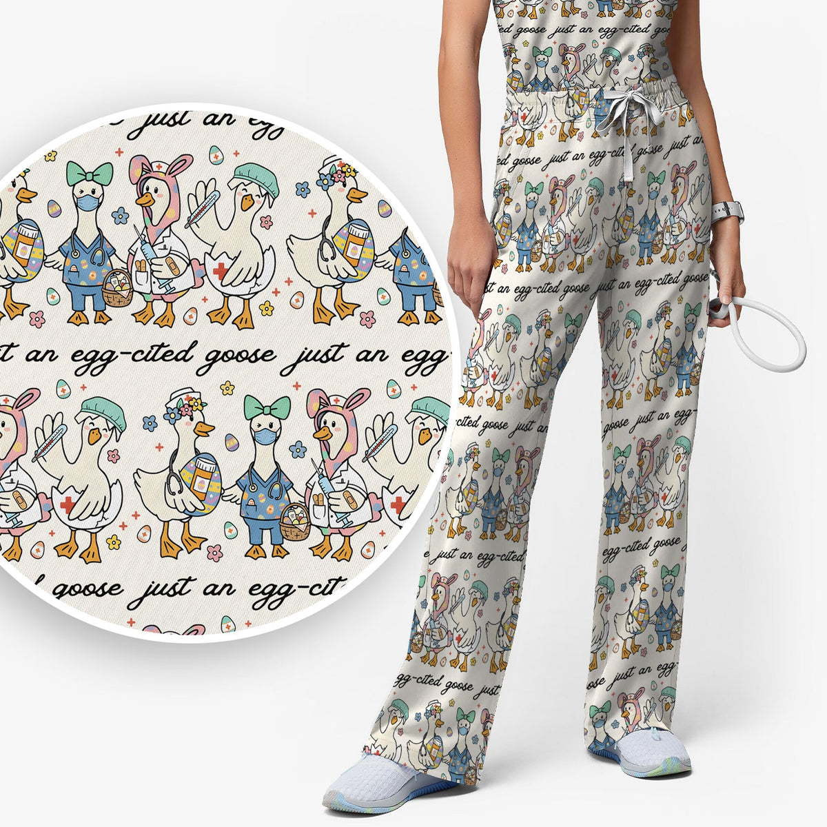 Easter Goose Nurse Scrub Set