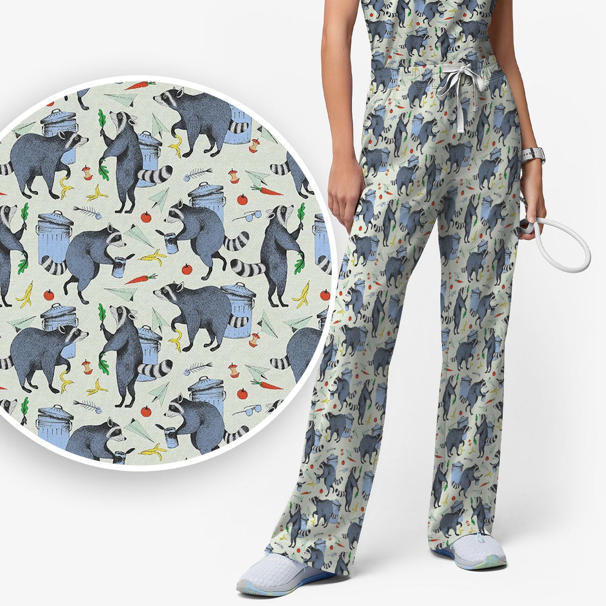 Raccoon Trash Nurse Scrub Set