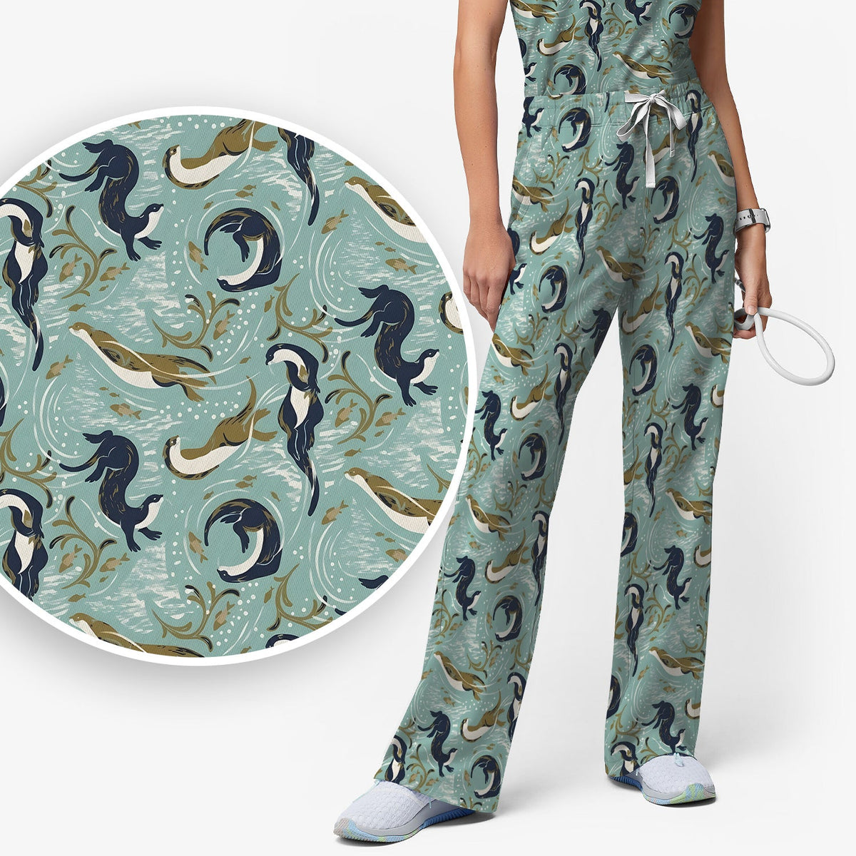 Sea Otter Wave Coastal Nurse Scrub Set