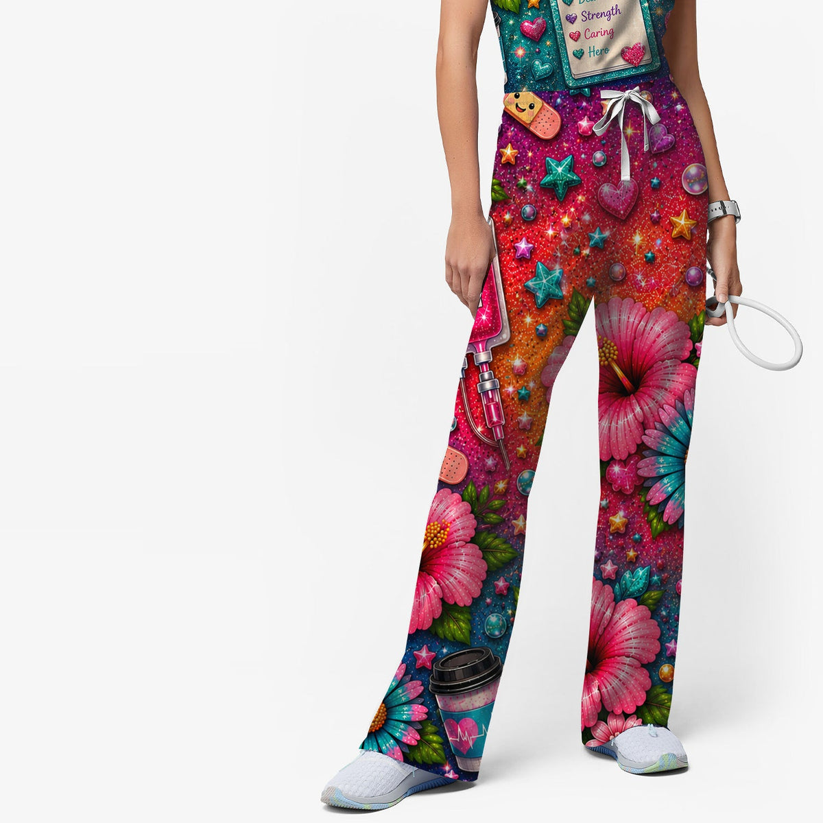 Colorful Nurse Life Heart Scrub Set