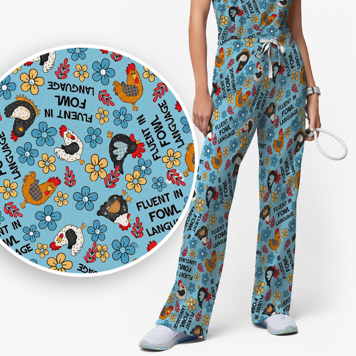 Fluent In Fowl Language Nurse Scrub Set