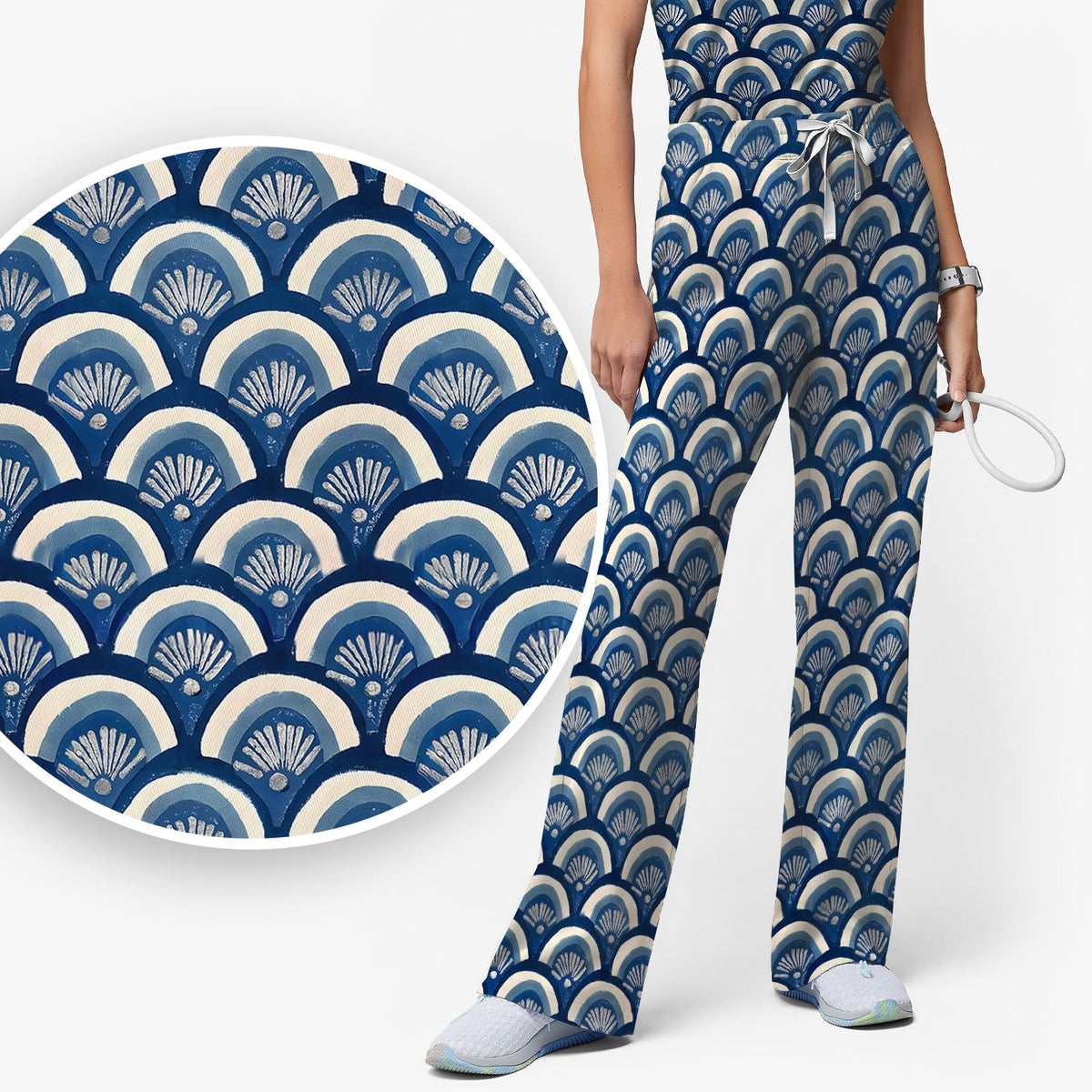 Blue Seashell Nurse Scrub Set