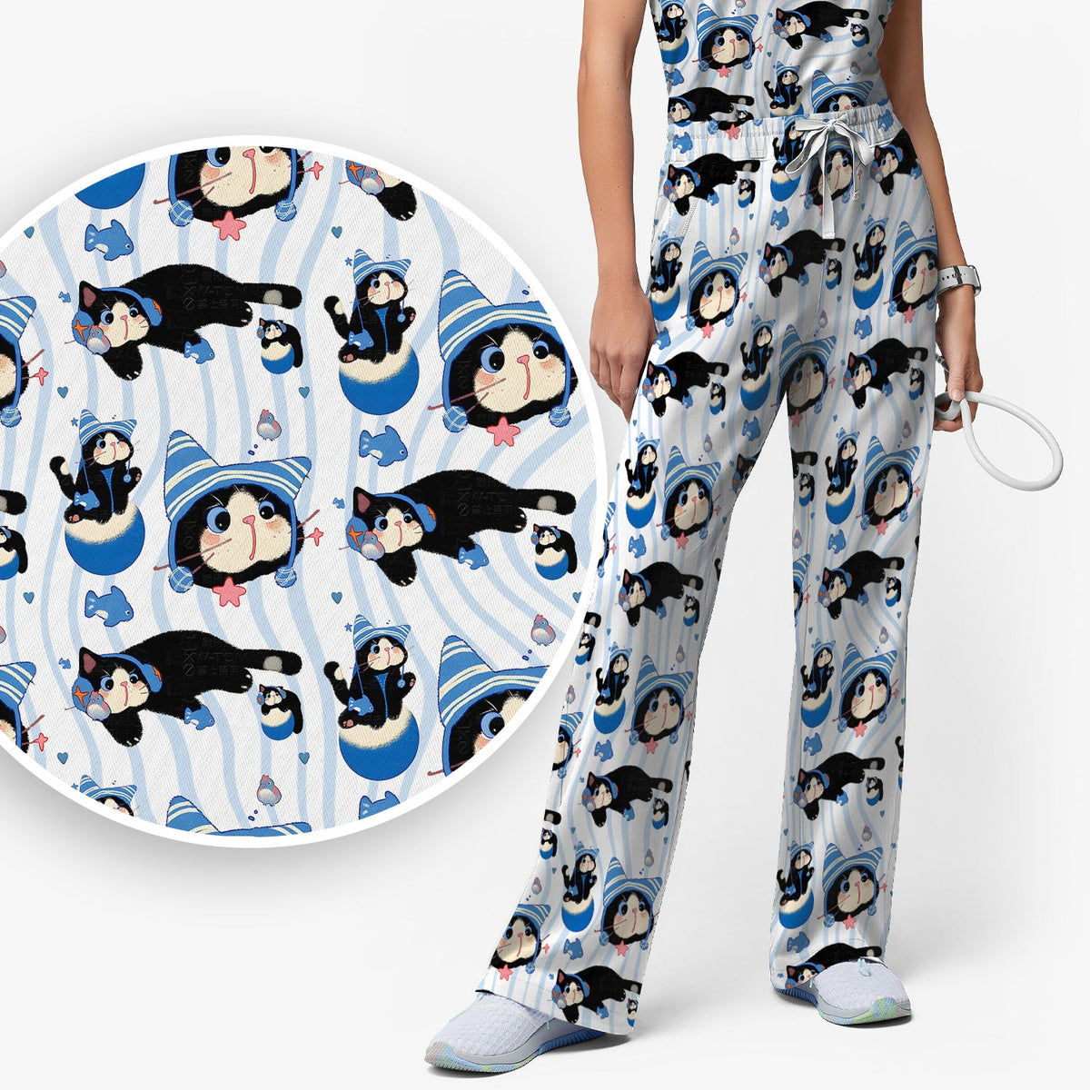 Kitten Fish Nurse Scrub Set