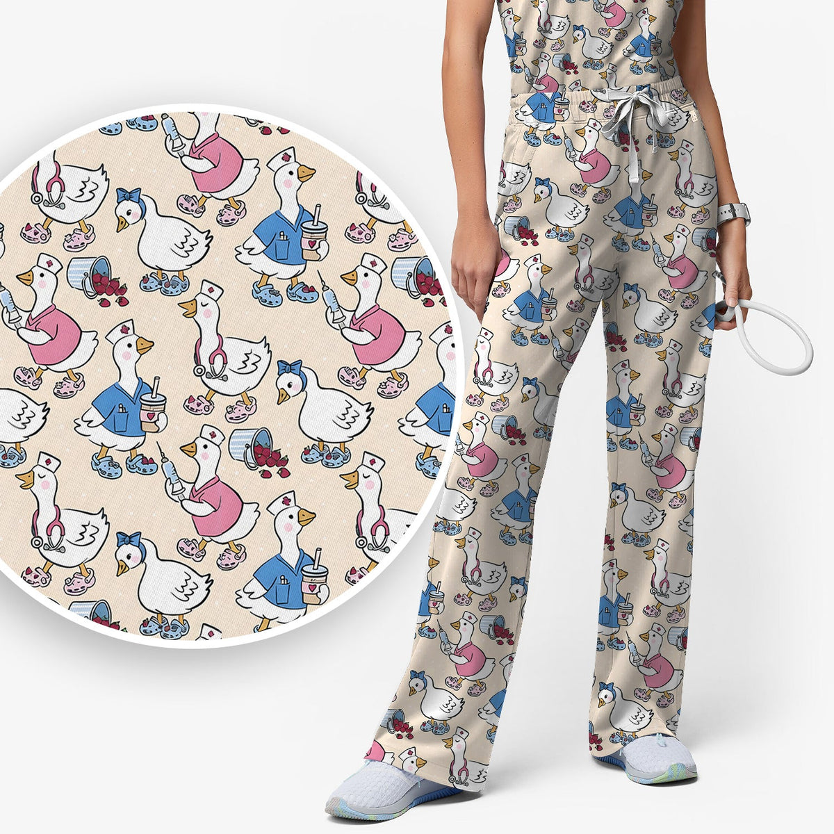 Goose Cartoon Nurse Scrub Set