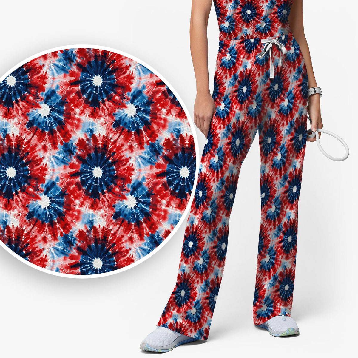 Nurse Tie Dye Firework Burst Scrub Set