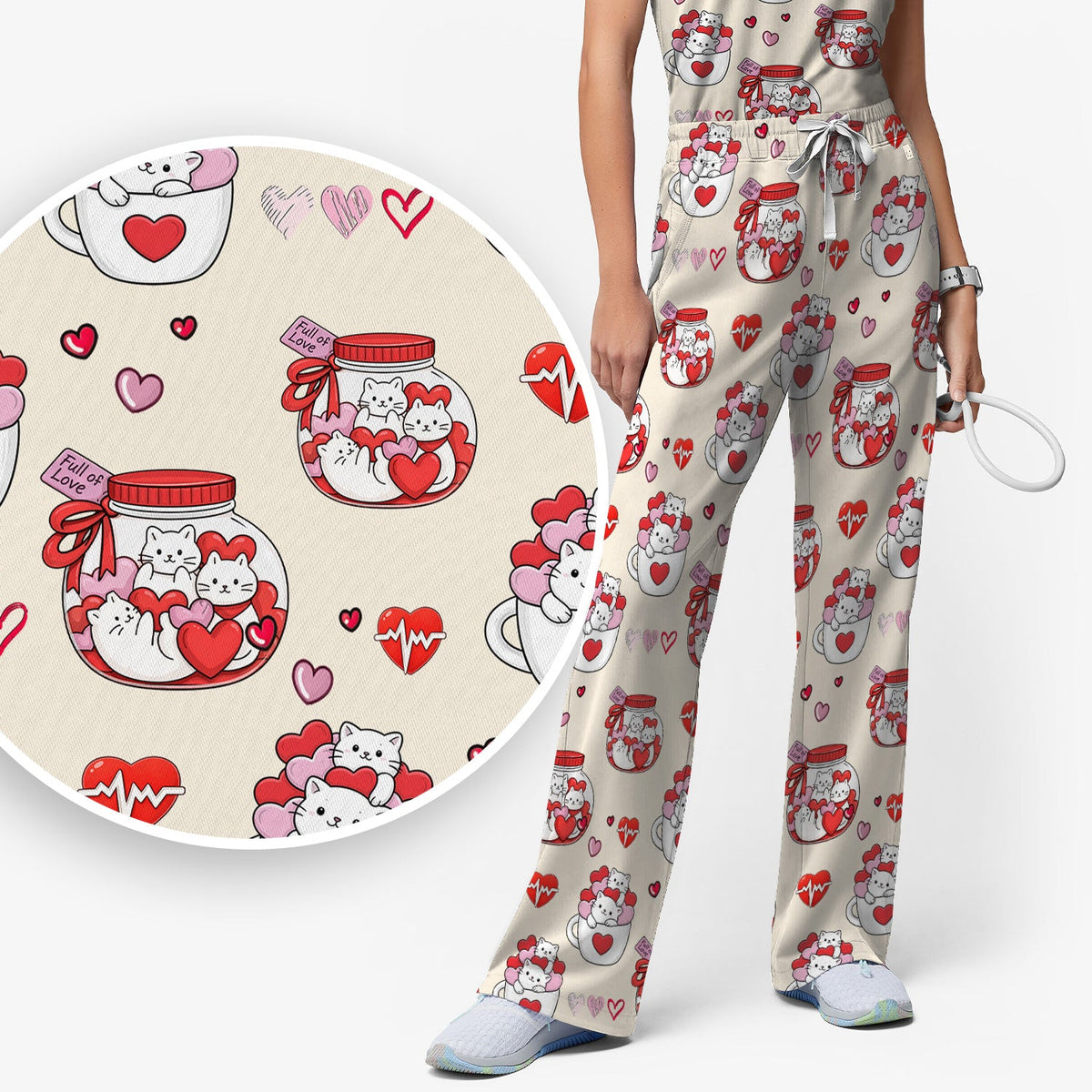 Cat Nurse Scrub Set - Valentines Day Gift