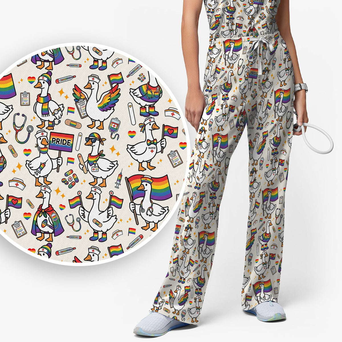LGBT Pride Nurse Duck Scrub Set