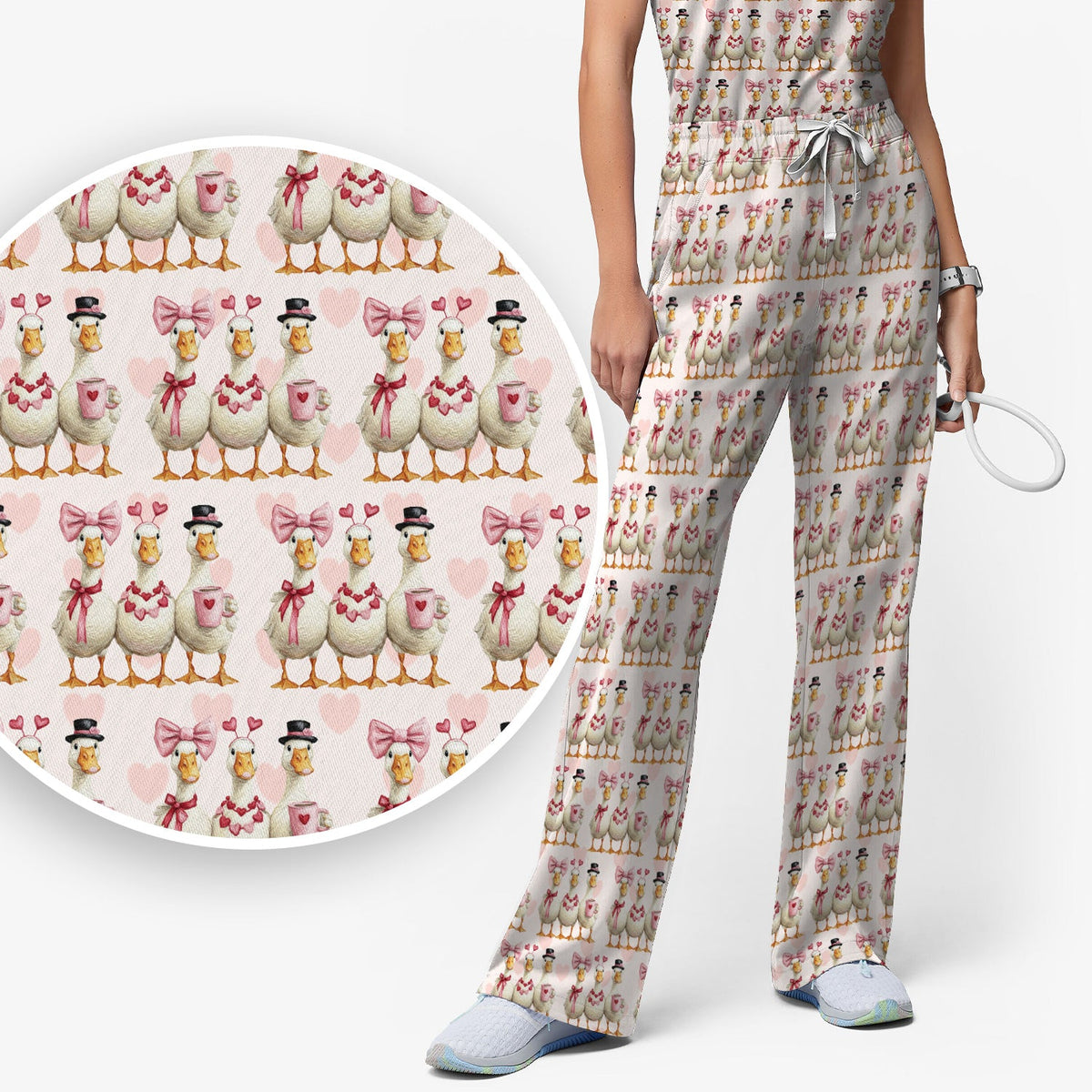 Goose Heart Nurse Scrub Set - Valentines Day Gift