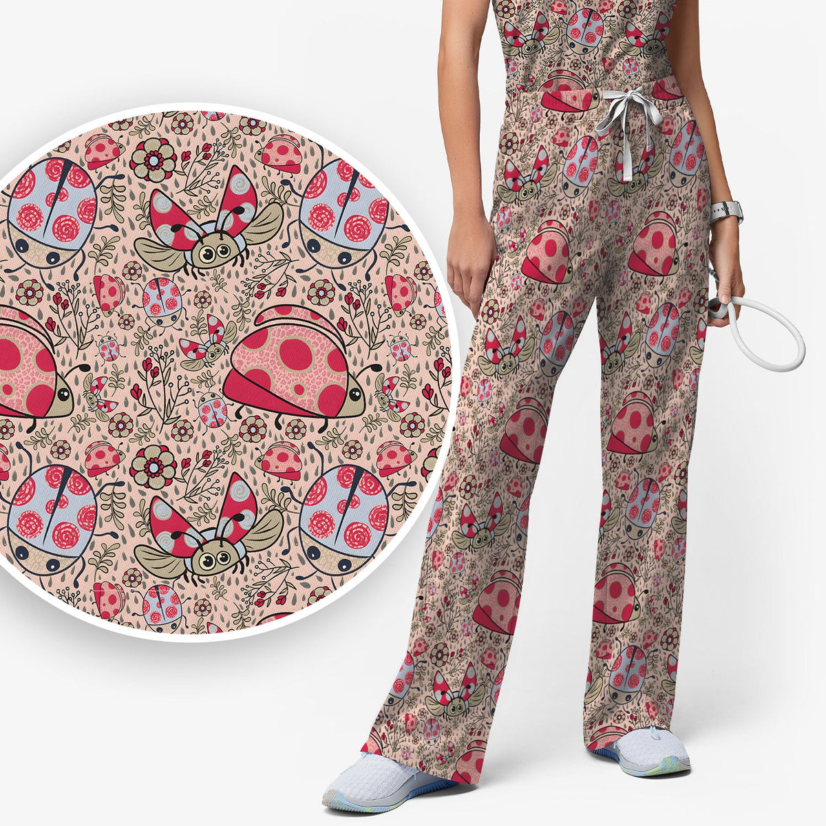 Ladybug Rain Garden Nurse Scrub Set