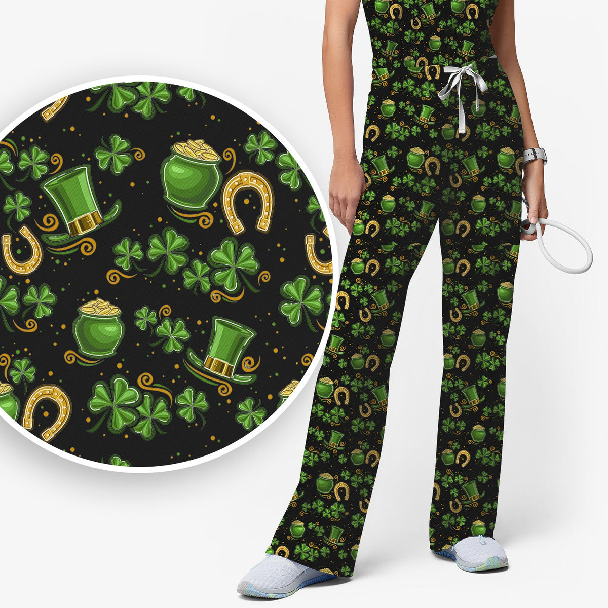 St Patrick Shamrock Nurse Scrub Set