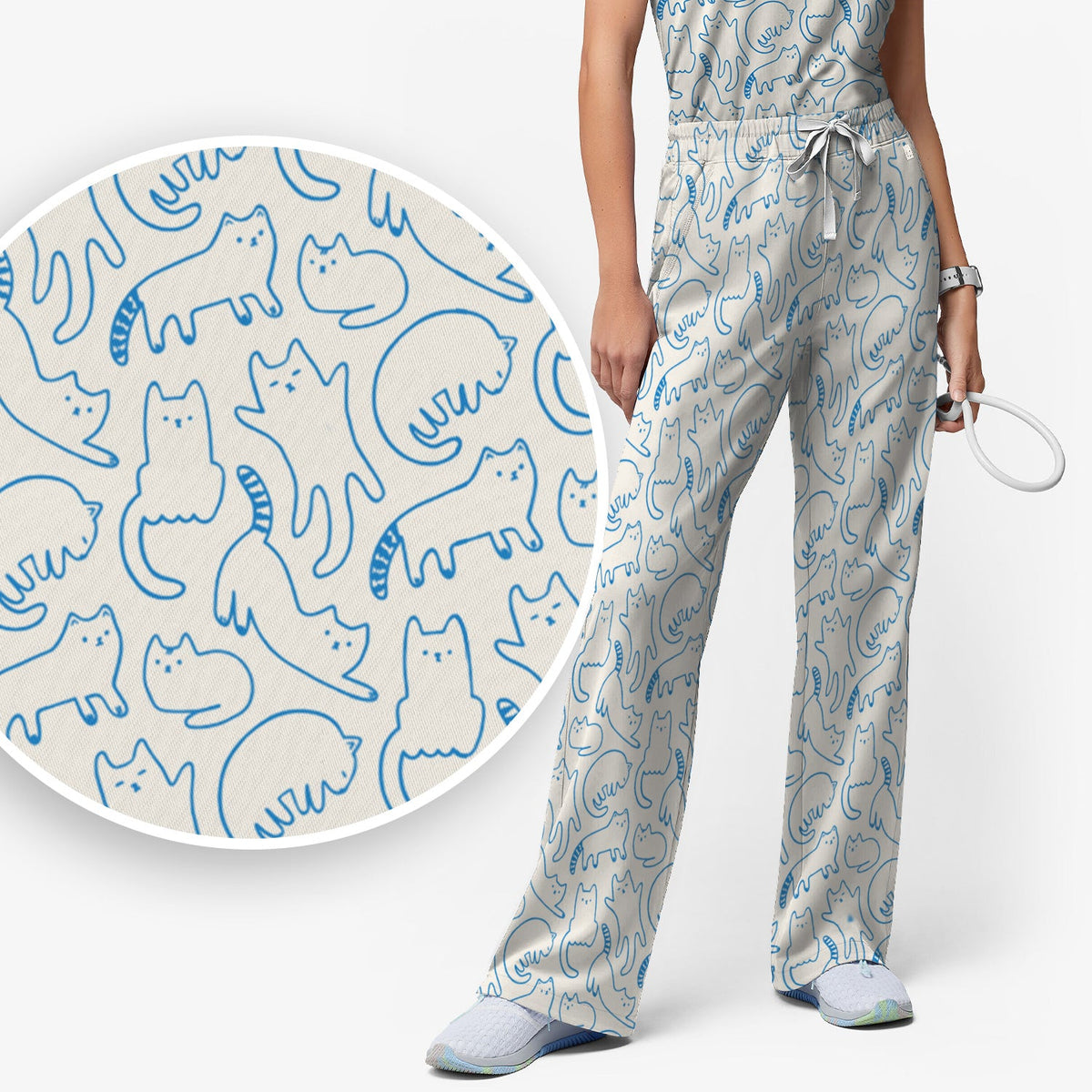 Artistic Cat Nurse Scrub Set
