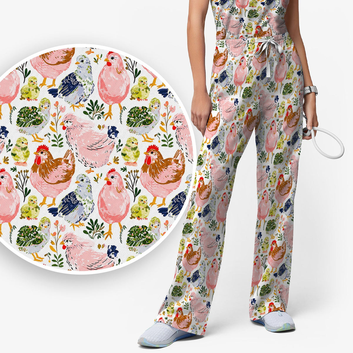 Farm Chicken Hen Chick Nurse Scrub Set