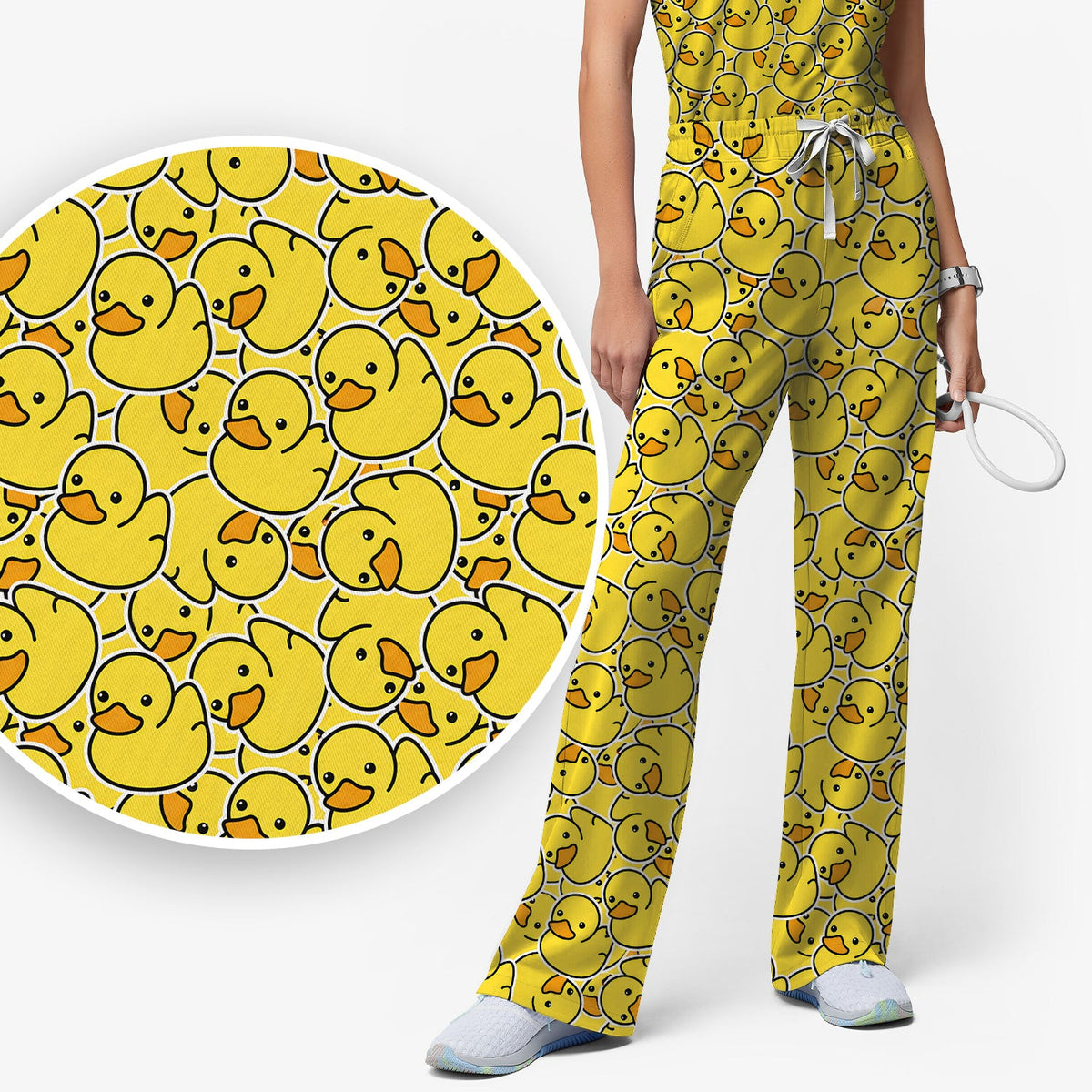 Yellow Rubber Duck Nurse Scrub Set