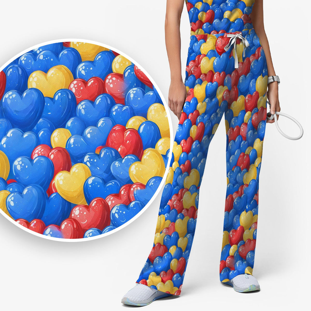Colorful Autism Heart Nurse Scrub Set