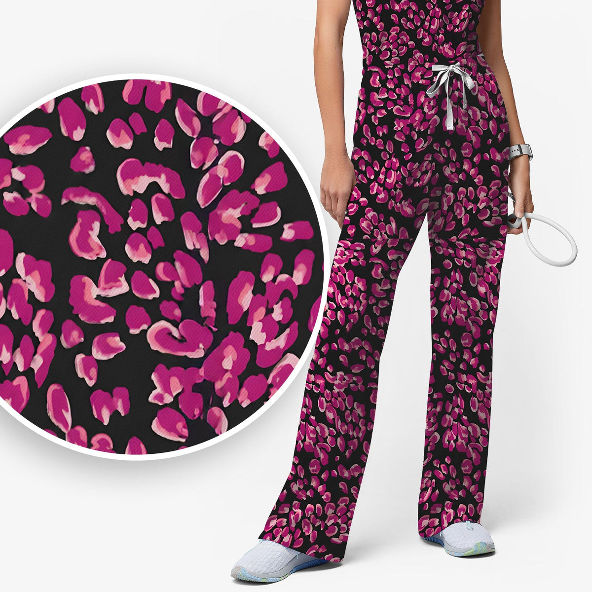 Falling Pink Rose Petals Nurse Scrub Set