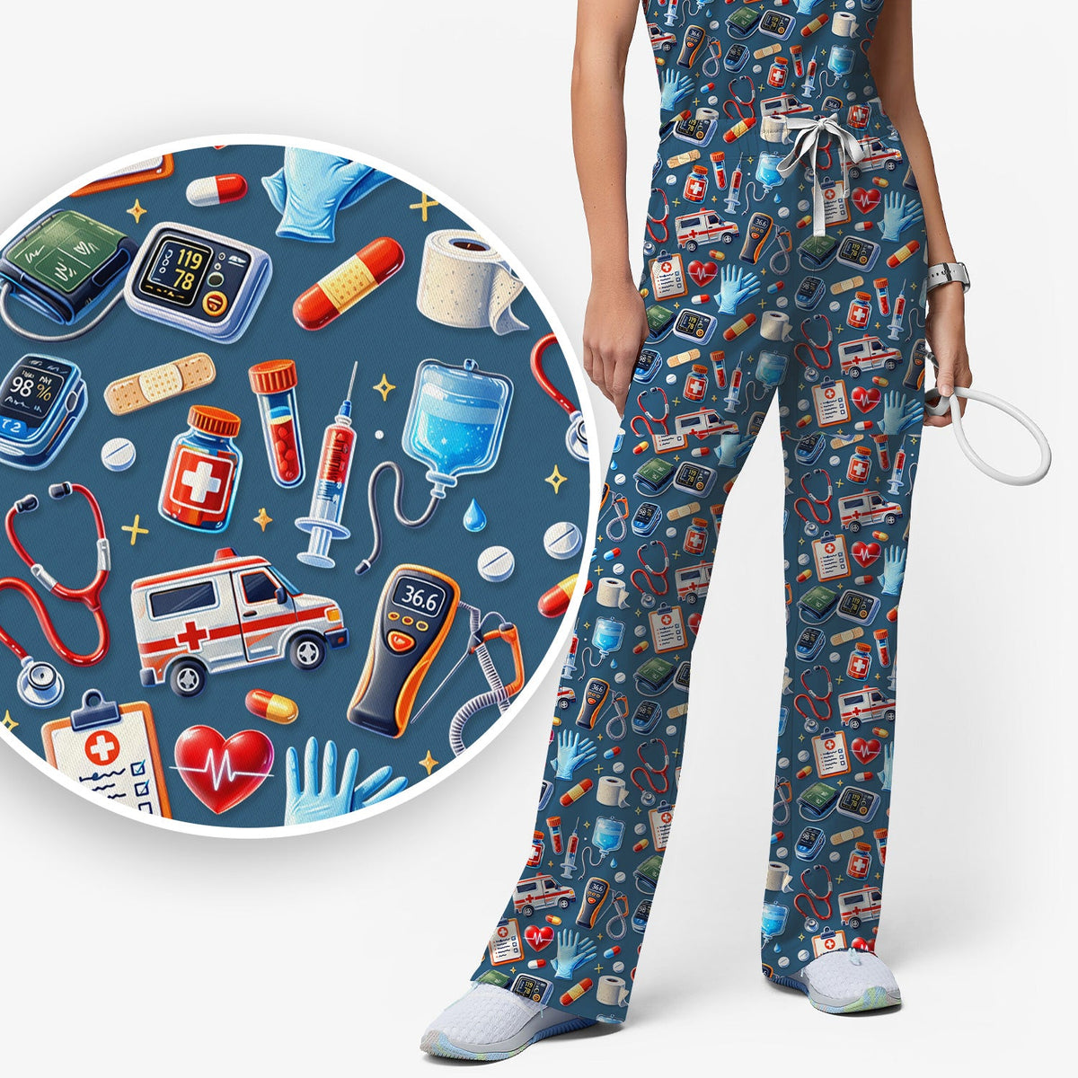Ambulance Stethoscope Tools Nurse Scrub Set