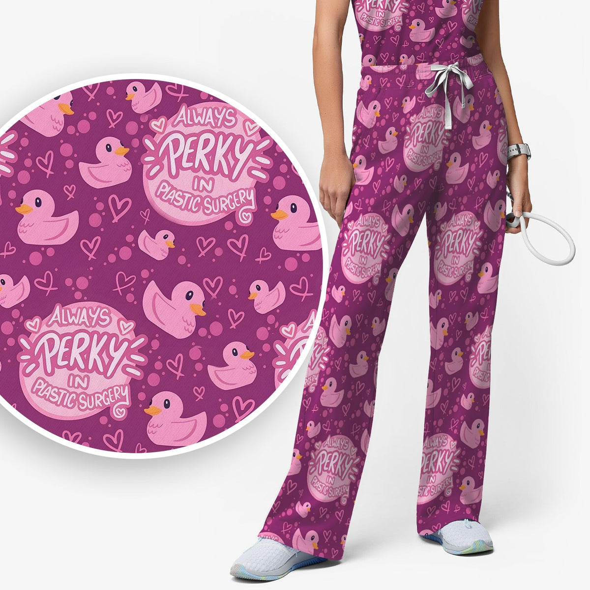 Always Perky Plastic Surgery Duck Nurse Scrub Set
