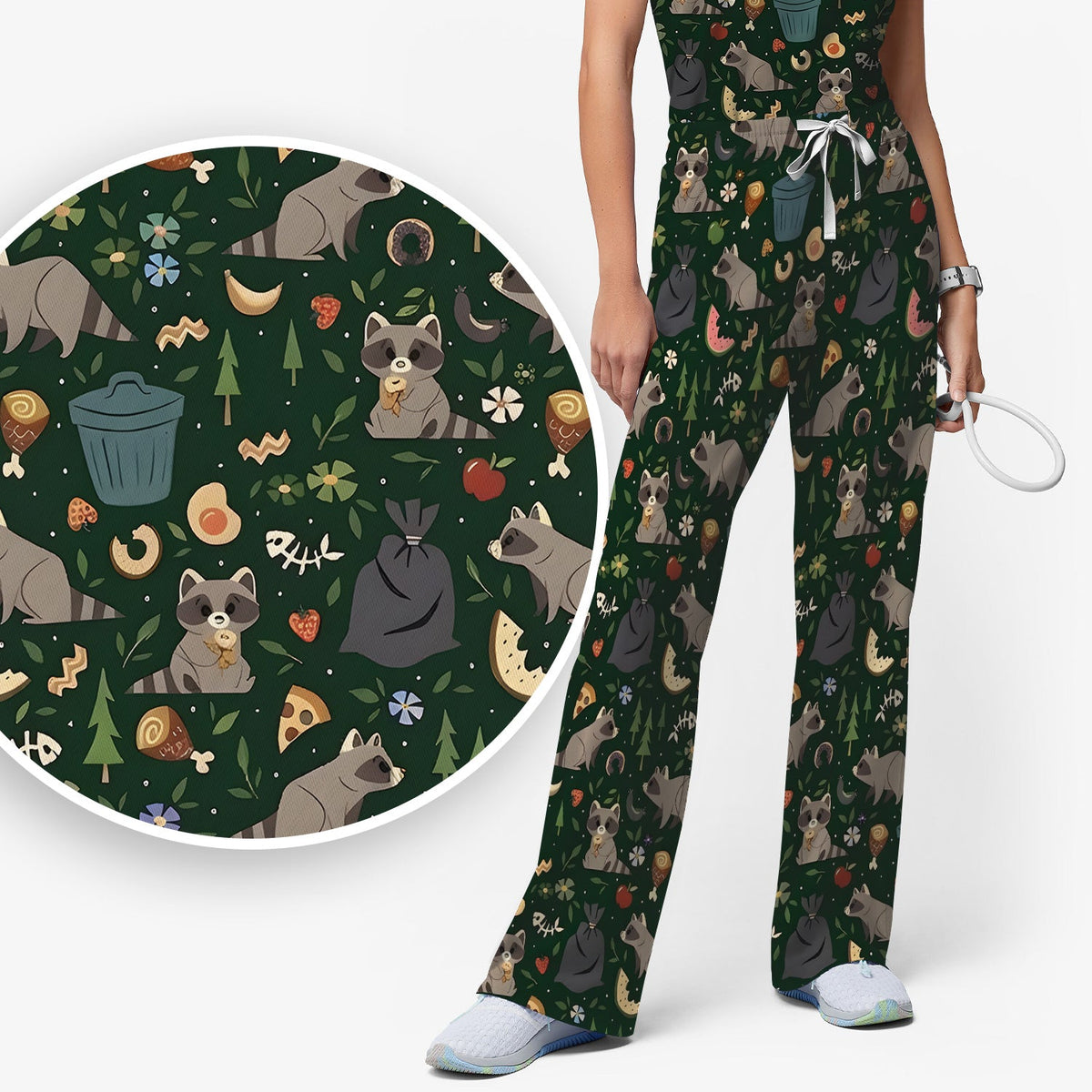 Raccoon Forest Food Nurse Scrub Set