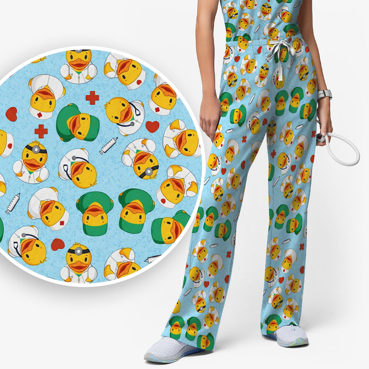 Duck Doctor Cartoon Nurse Scrub Set