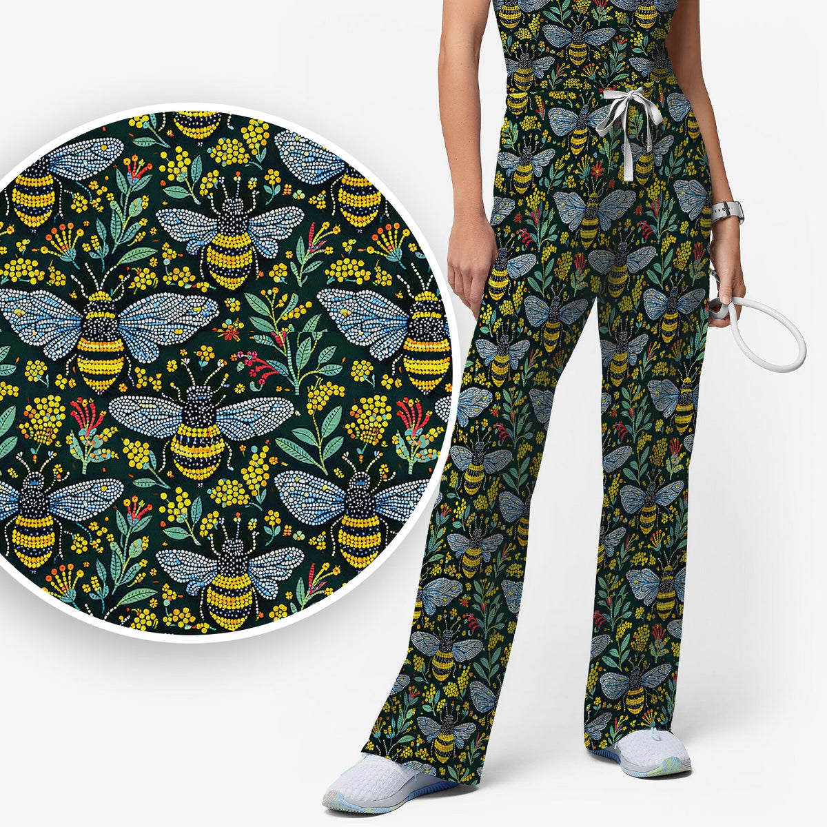 Honey Bee Wildflower Garden Nurse Scrub Set