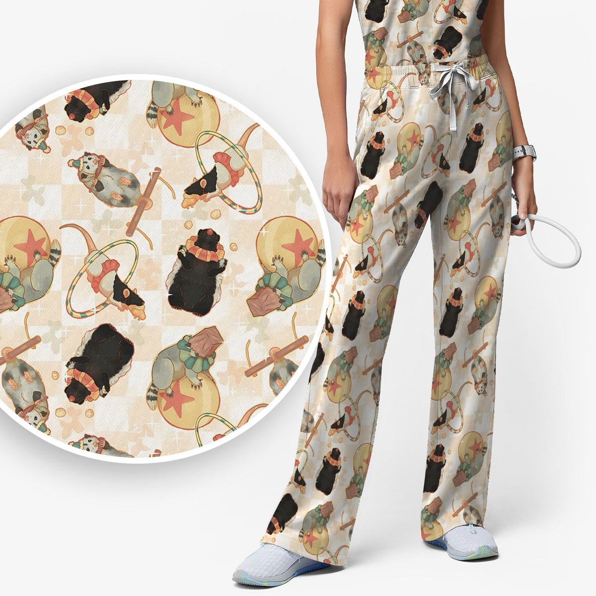 Circus Mouse Acrobat Nurse Scrub Set