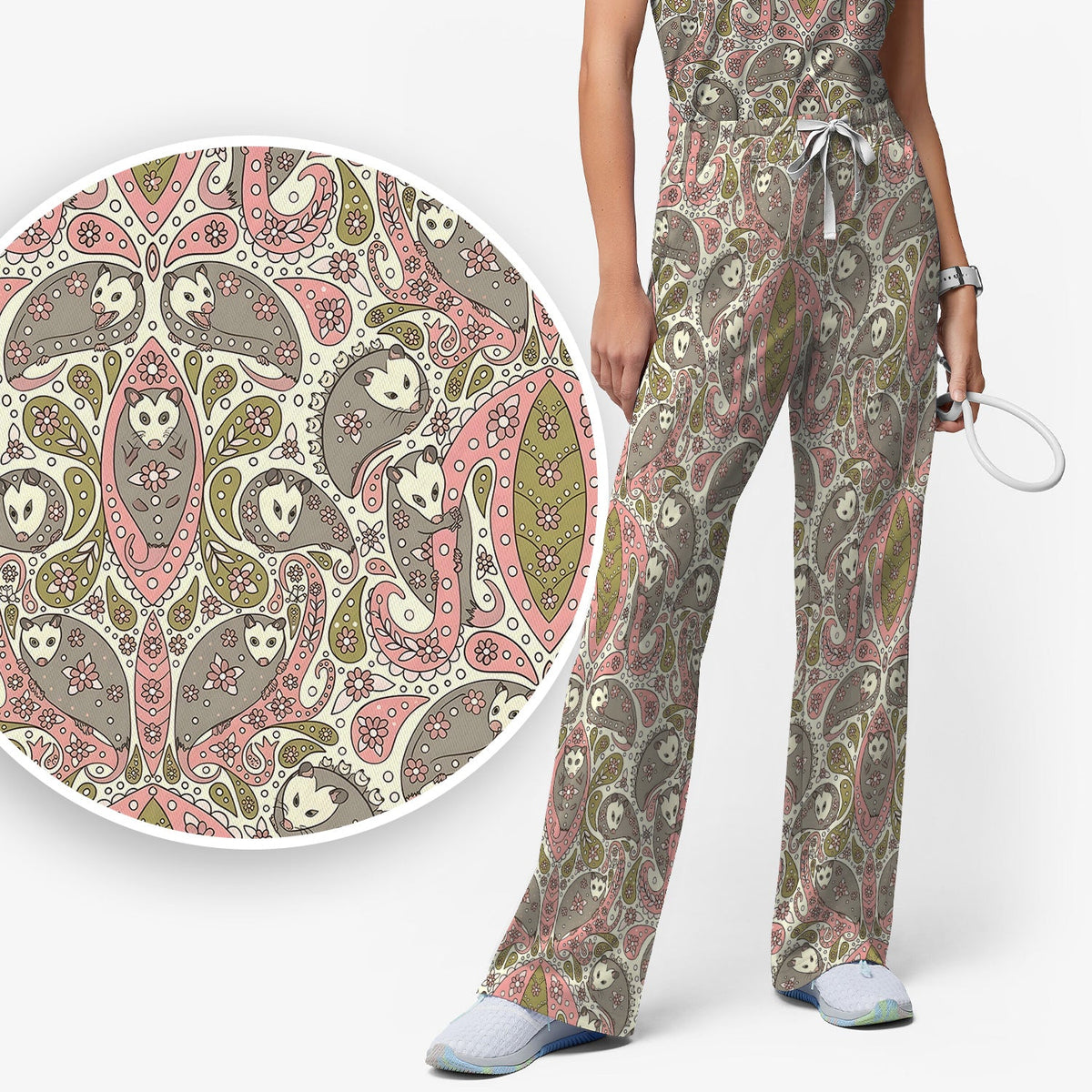 Opossum Paisley Nurse Scrub Set