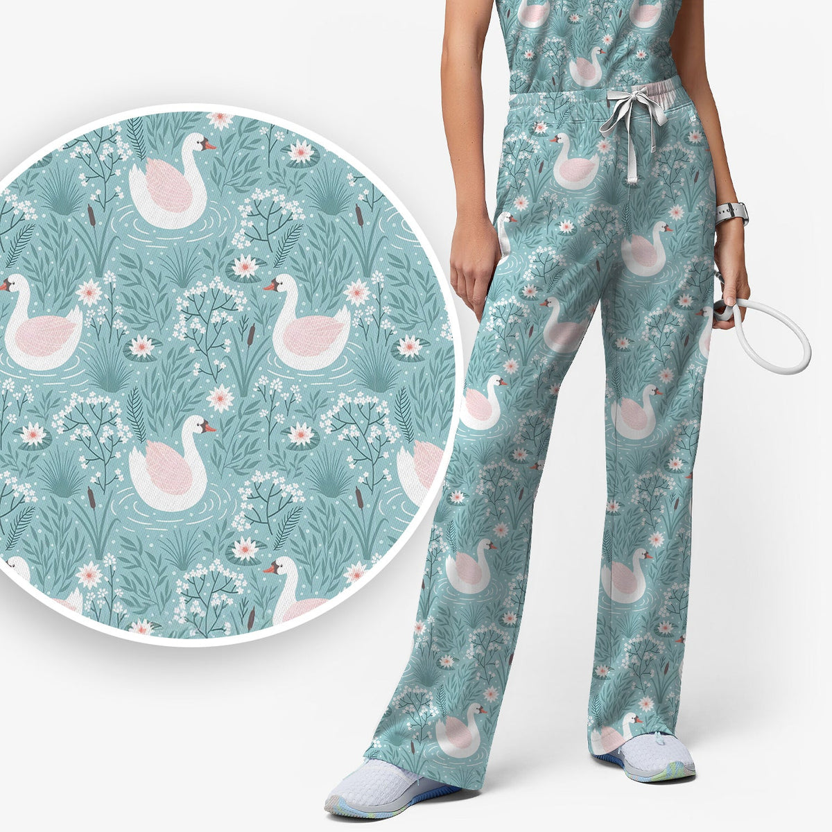 Sweet Swan Waterlily Garden Nurse Scrub Set