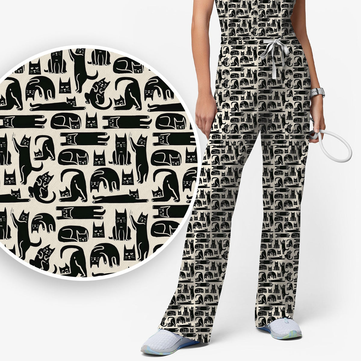 Funny Cat Poses Nurse Scrub Set