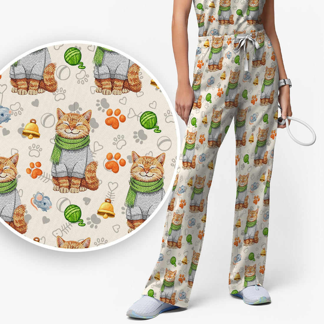 Adorable Cat Lover Nurse Scrub Set
