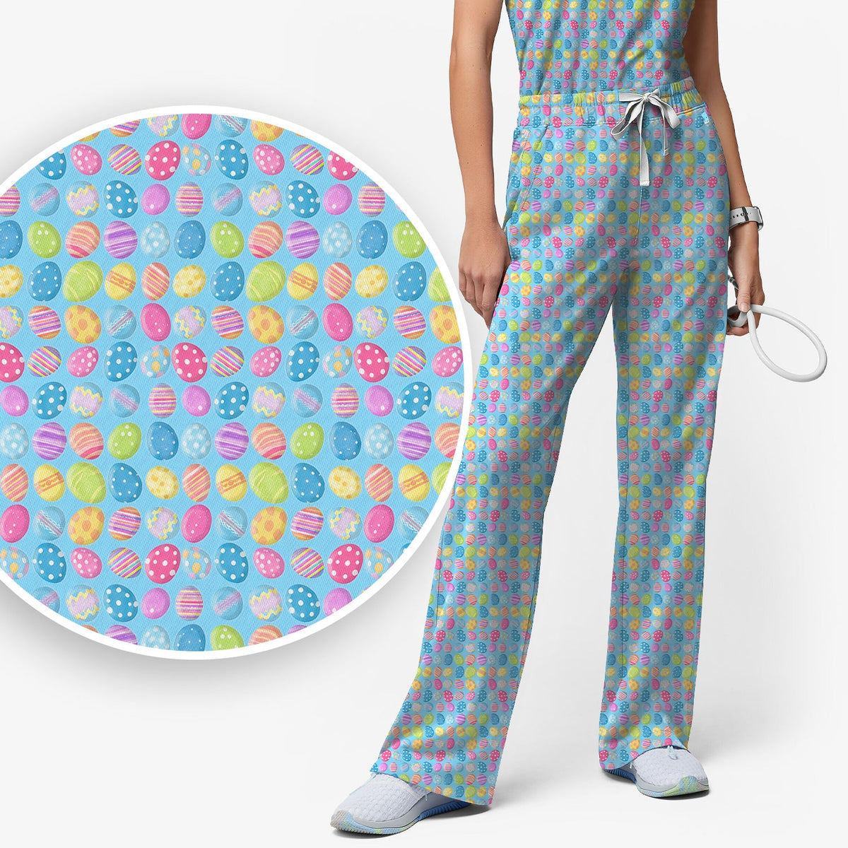 Colorful Easter Eggs Nurse Scrub Set