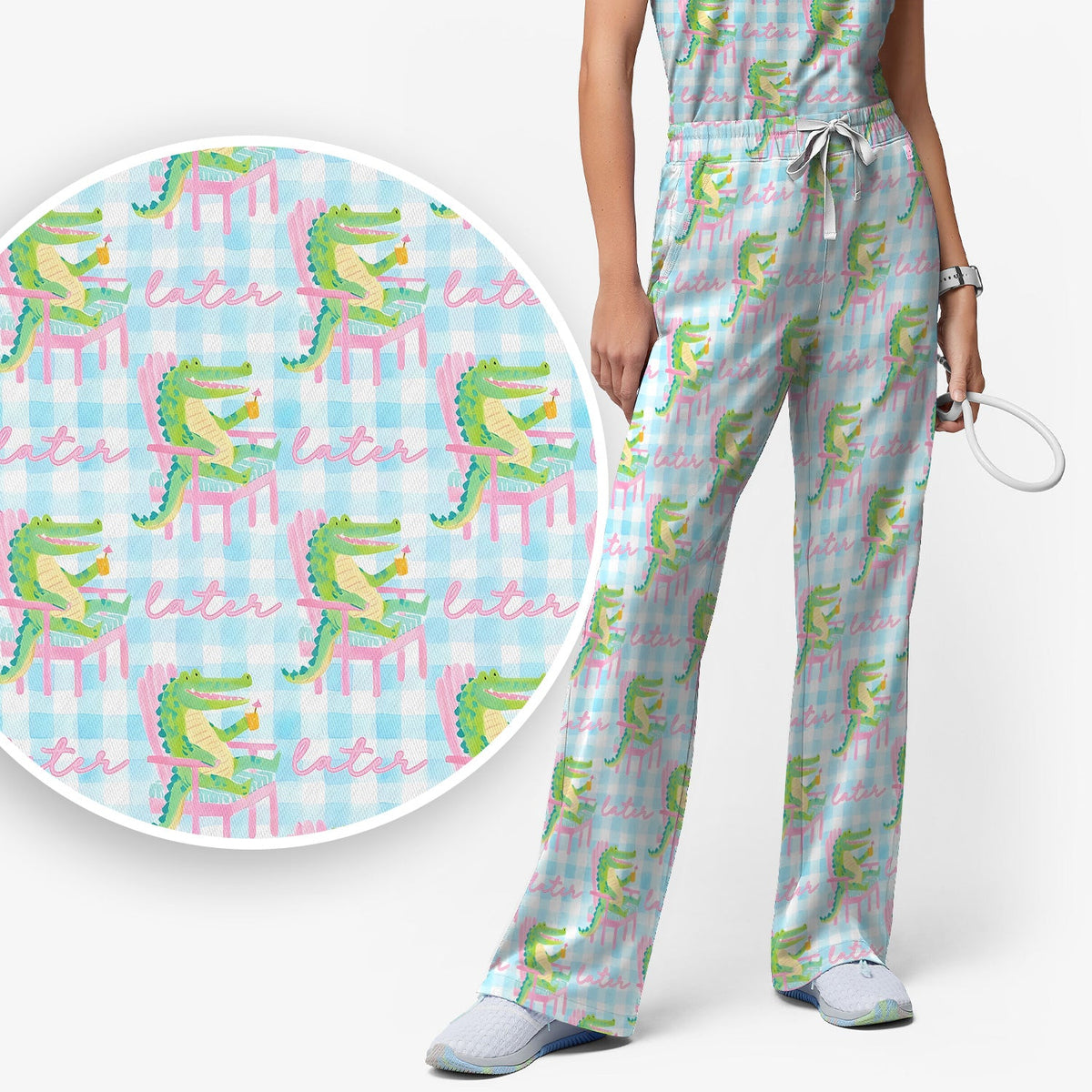 Lazy Crocodile Later Nurse Scrub Set