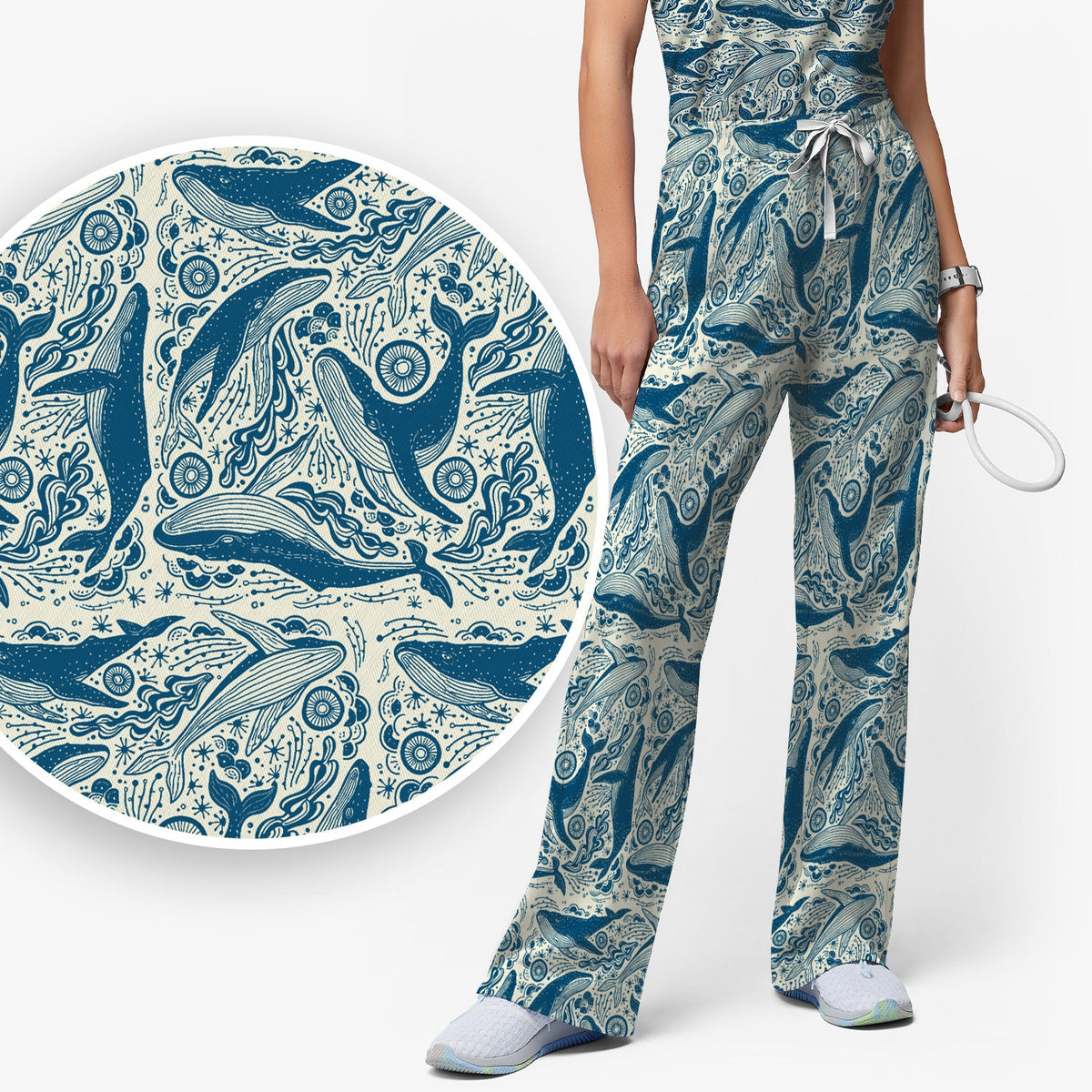 Blue Whale Ocean Nurse Scrub Set