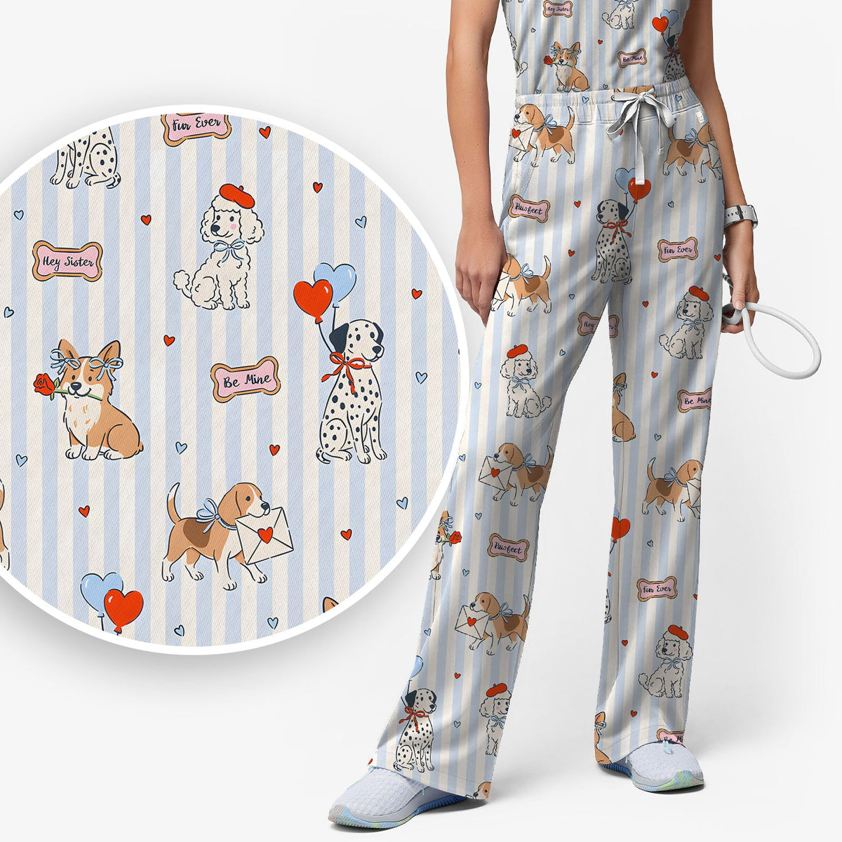 Valentine Puppy Heart Nurse Scrub Set