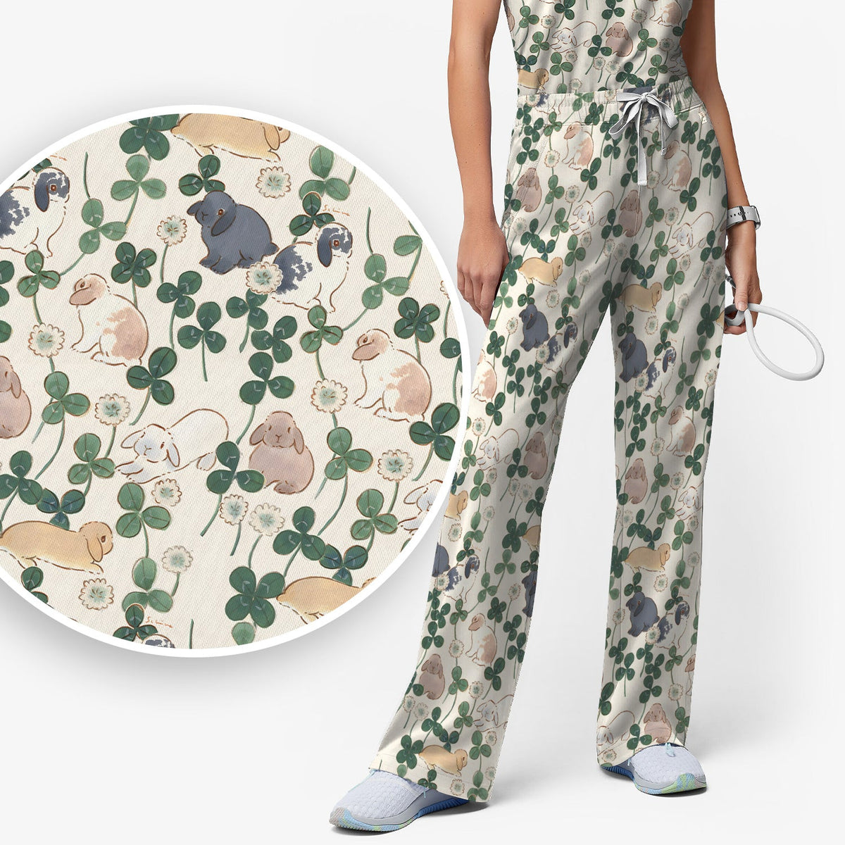 Bunny Clover Garden Meadow Nurse Scrub Set