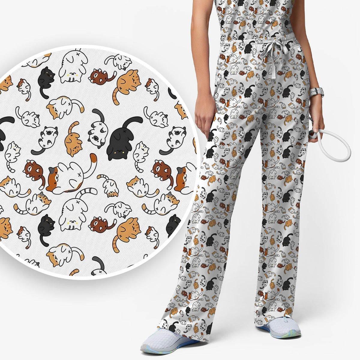 Cute Cat Nurse Scrub Set
