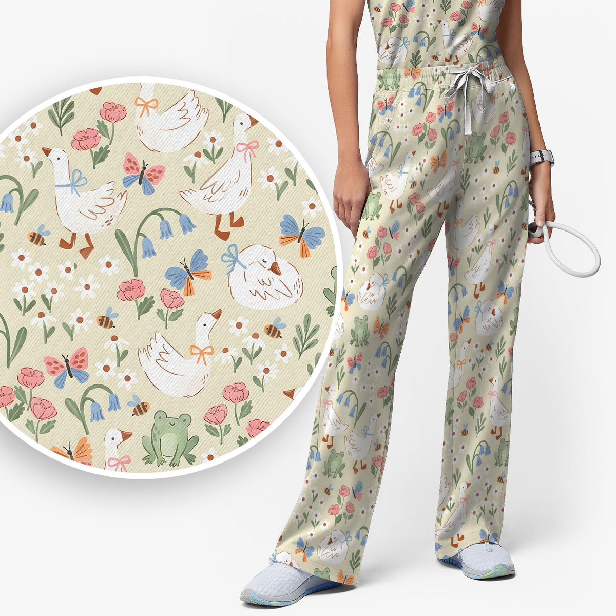 Goose Frog Garden Nurse Scrub Set