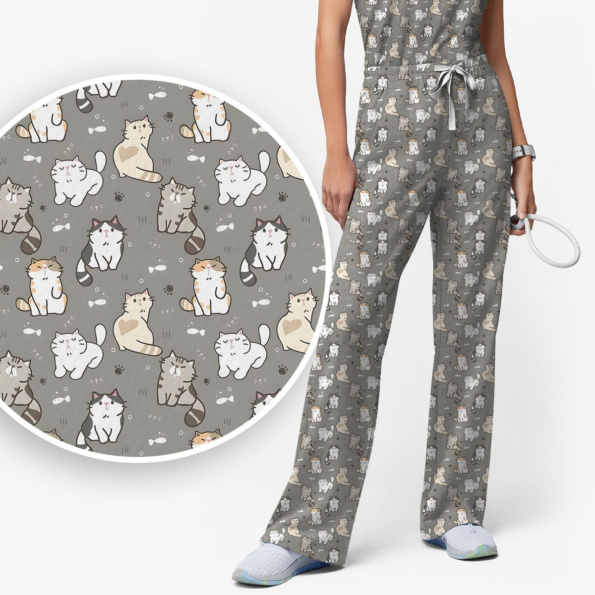 Pastel Cat Nurse Scrub Set