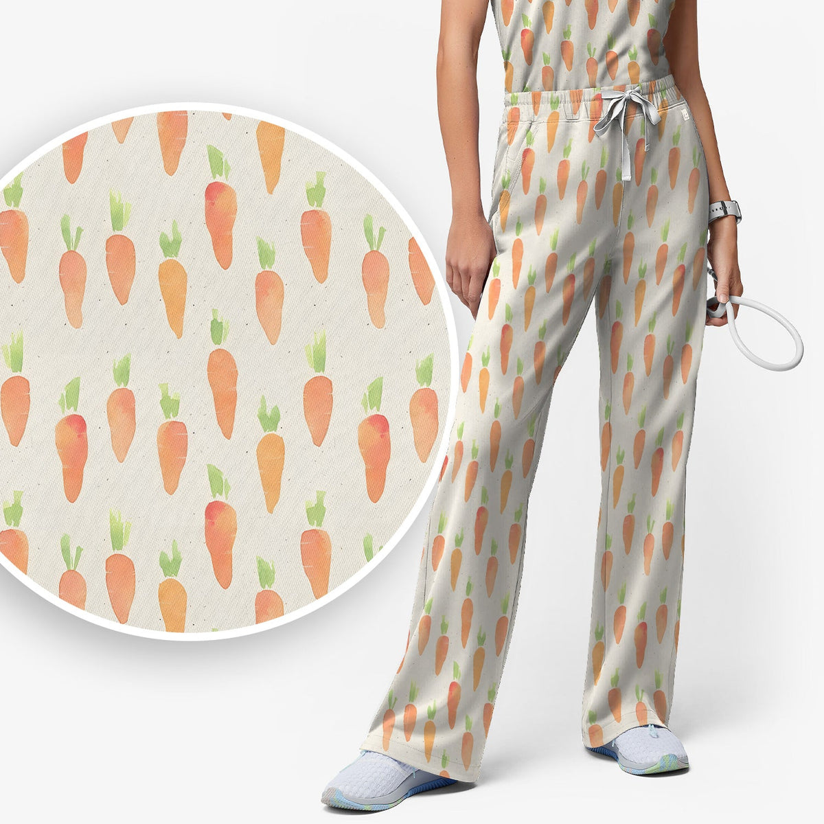 Simple Carrot Nurse Scrub Set